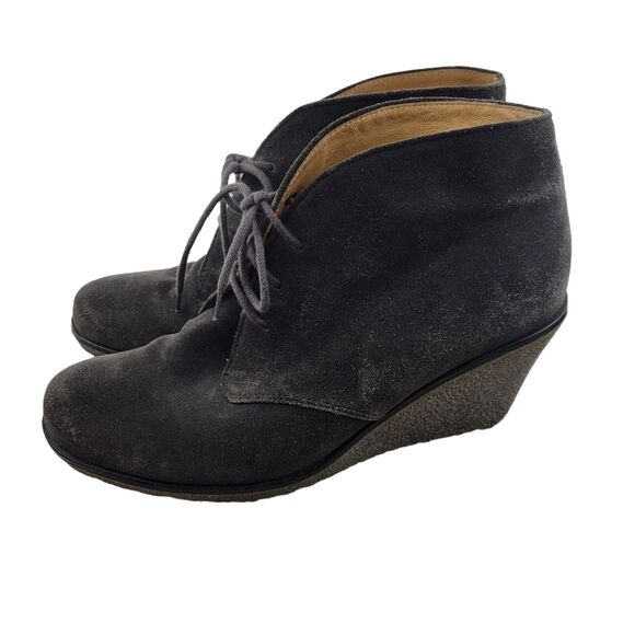 Gabor Elen Lace Up Wedge Heel Booties Women's Size 8 Charcoal Gray - Picture 4 of 8